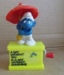 Schtroumpf avec parapluie champignon