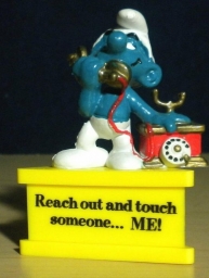 Schtroumpf au téléphone (petit support)