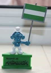 Schtroumpf avec pancarte