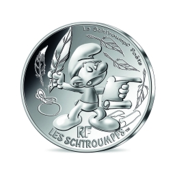 Pièce en argent 10€ - Schtroumpf poète